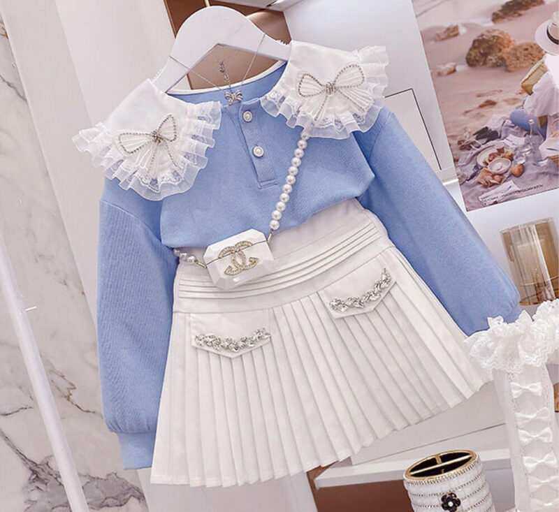 detski-komplekt-za-momiche-plisirana-pola-i-bluza
